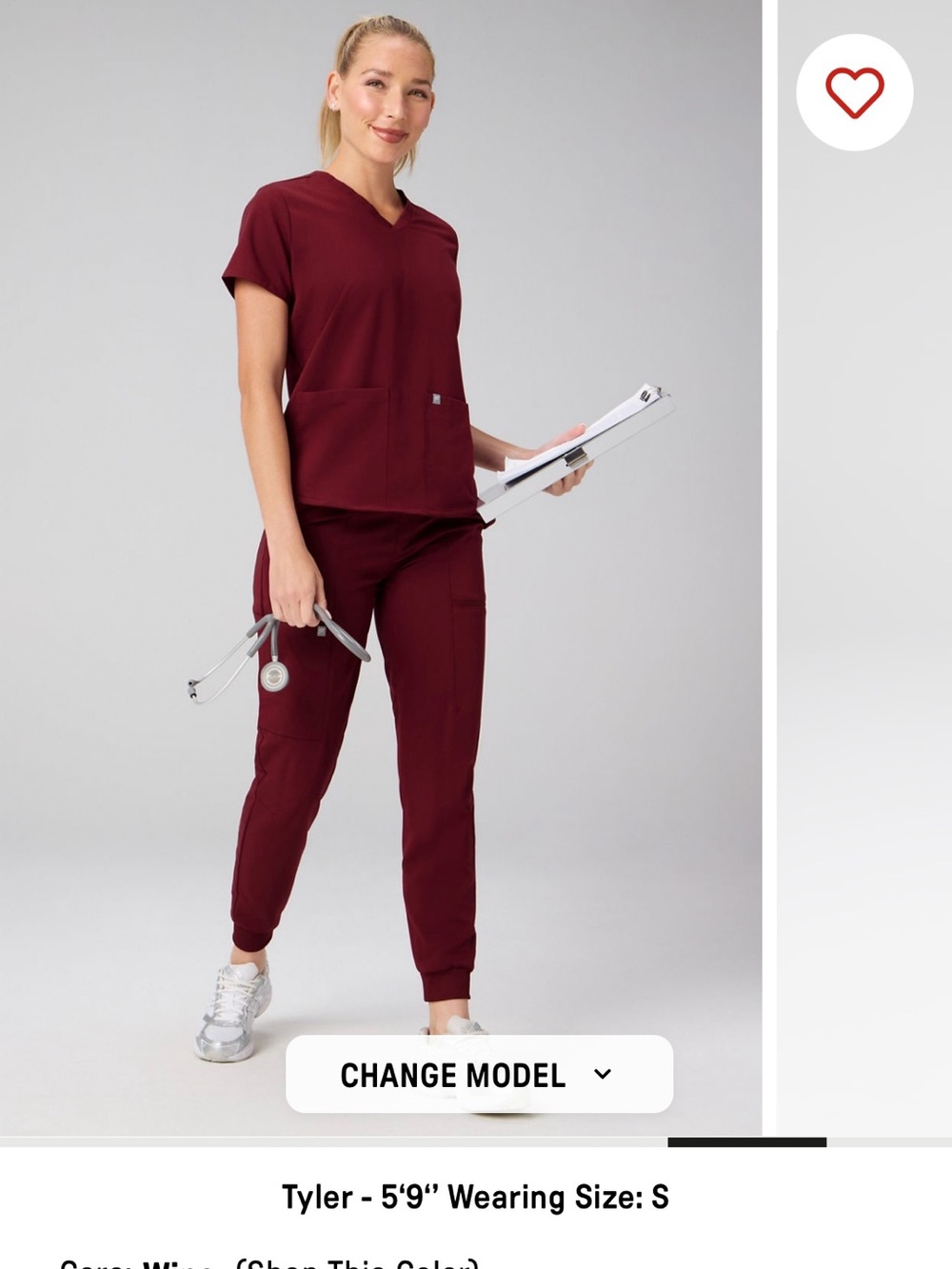 Fabletics V-Neck Short Sleeve Scrub Top in Deep Burgundy